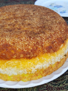 عکسی از دستور ته چین گوشت و بادمجون کنجدی