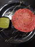 Beetroot Cheela with Coriander chutney