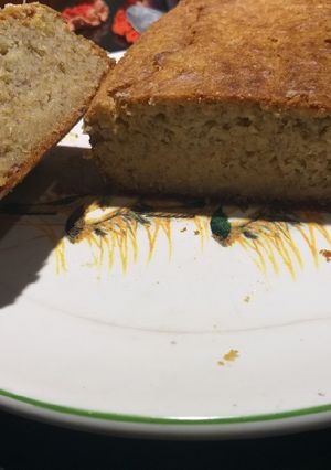 Una foto de Budín de banana y pera