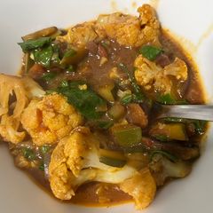 Cauliflower, courgette and spinach curry A picture of Cauliflower, courgette and spinach curry.