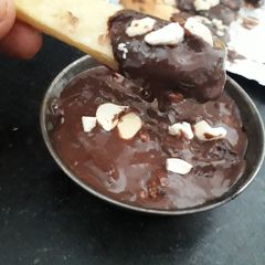 A picture of Sweet buttery Puff pastry with chocolate nuty sauce.