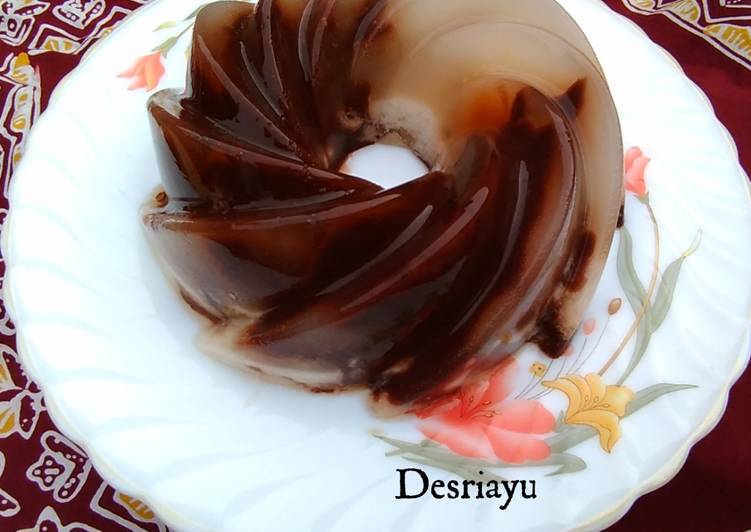 Cara buat Puding Susu Coklat Santan  Sederhana