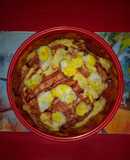 Pizza de Panceta y Huevos Fritos de Codorniz