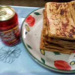 A picture of Decked Fried Bread and Malt Drink.