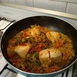 Pollo al wok con vegetales y arroz (para dos)
