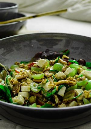 A picture of Chili Feta Grape Salad with Grape vinaigrette.
