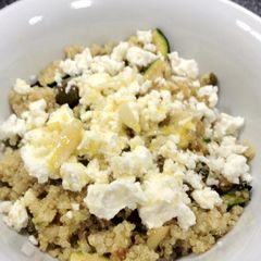 A picture of Quinoa & feta salad with roasted vegetables.