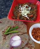 Methi sabzi bajri roti and peanut chutney