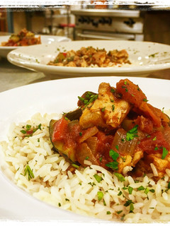 A picture of Chicken Ratatouille with Rice.