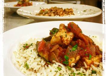 Popular Cuisine Chicken Ratatouille with Rice Delicious Simple