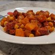 Garbanzos con chorizo a la sidra y calabaza