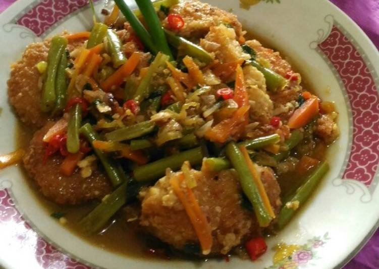 Resep Nugget Tempe saos Tiram mix sayuran, Enak Banget