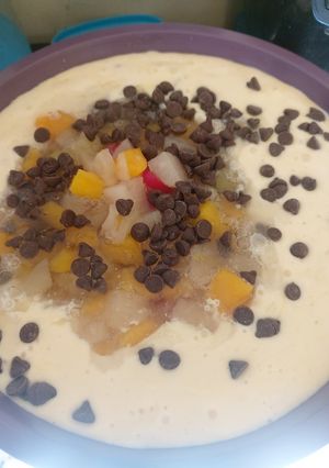 Una foto de Cóctel de frutas con rompope