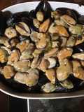 California Farm Mussels in Garlic Cream with French Fries