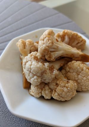 A picture of Cauliflower salad with Japanese dressing.