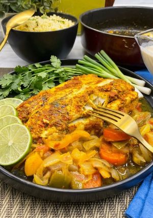 صورة لوصفة مزموم سمكة القاروص بالخضار