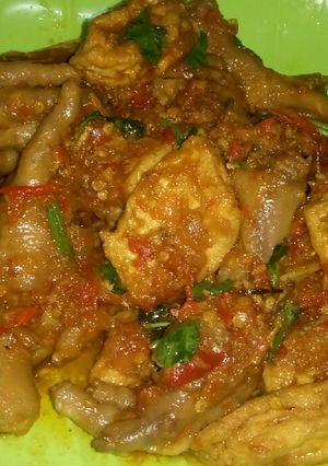 Foto resep Balado ceker ayam + tahu pedas giler