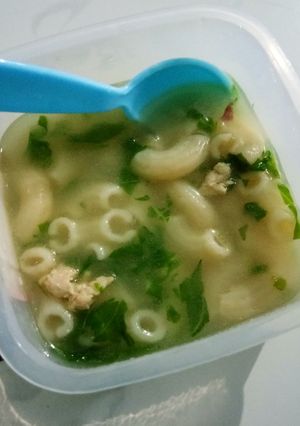 Foto resep Sup macaroni ayam bayam #mpasi 12month+