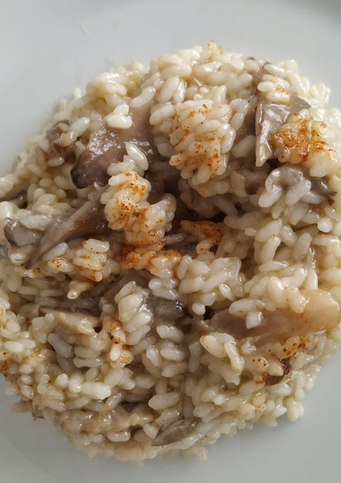 Una foto de Arroz con setas y abanico ibérico