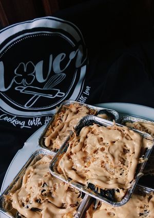 Foto resep Bread pudding with tiramisu sauce