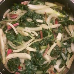 A picture of Rainbow swiss chard & fennel sidedish.
