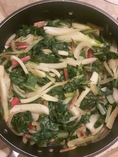 A picture of Rainbow swiss chard & fennel sidedish.