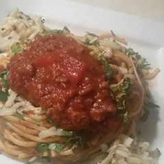 A picture of Merlot-Parmesean Spaghetti.