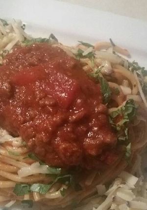 A picture of Merlot-Parmesean Spaghetti.