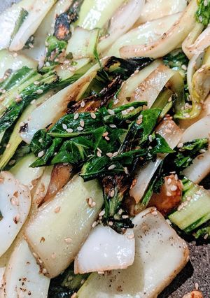 A picture of Sauteed Bokchoy with garlic and sesame.