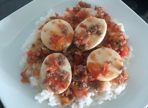 Hình của món Tàu hủ non thịt bò sốt cà chua.