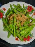 Buncis tumis bwg putih+ebi