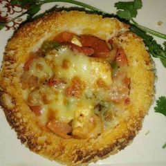 Microwave cheese veg disc A picture of Microwave cheese veg disc.