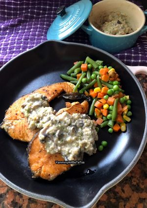 Foto resep Salmon panggang Saus Jamur
