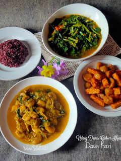 Foto resep Udang Tumis Cabe Hijau Daun Kari