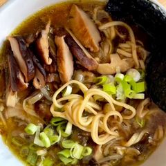 A picture of Miso Shiitake Noodle Soup.
