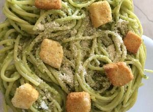 Una foto de Spaghetti Poblano (Vegetariano)