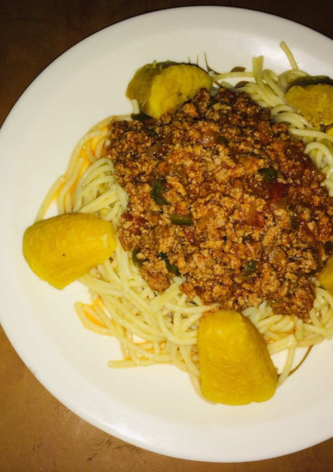Una foto de Espaguetis con carne molida