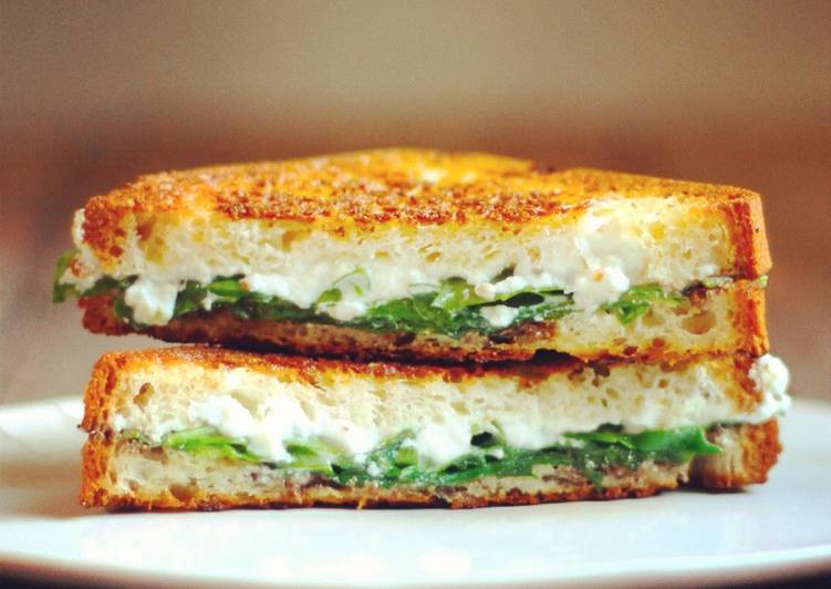 Simple Way to Prepare Ultimate Truffled ricotta + arugula grilled cheese