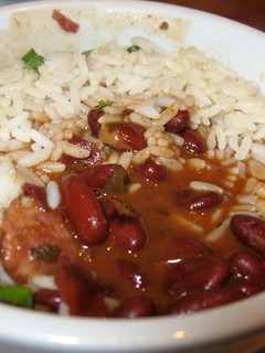 A picture of Vegetarian(ish) Red Beans and Rice.