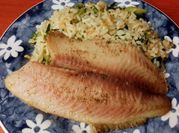 Una foto de pescado al romero oliva