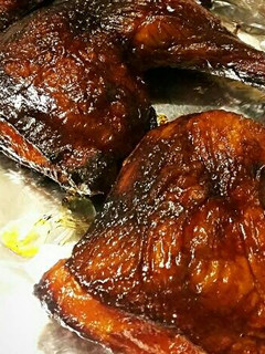 A picture of Sweet Heat Smoked Chicken Leg Quarters.