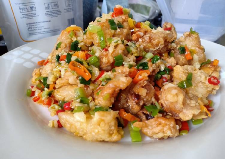 Proses Membuat Cumi tepung cabe garam Lezat