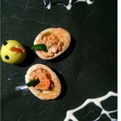 A picture of Halloween Devil eggs.