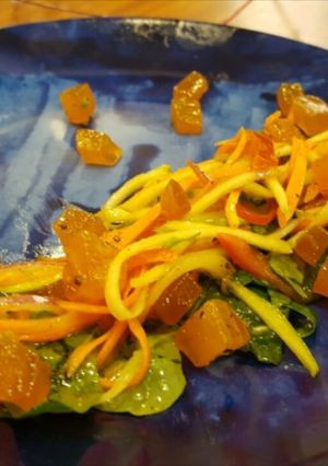 A picture of Aam Papad Arugula Salad.