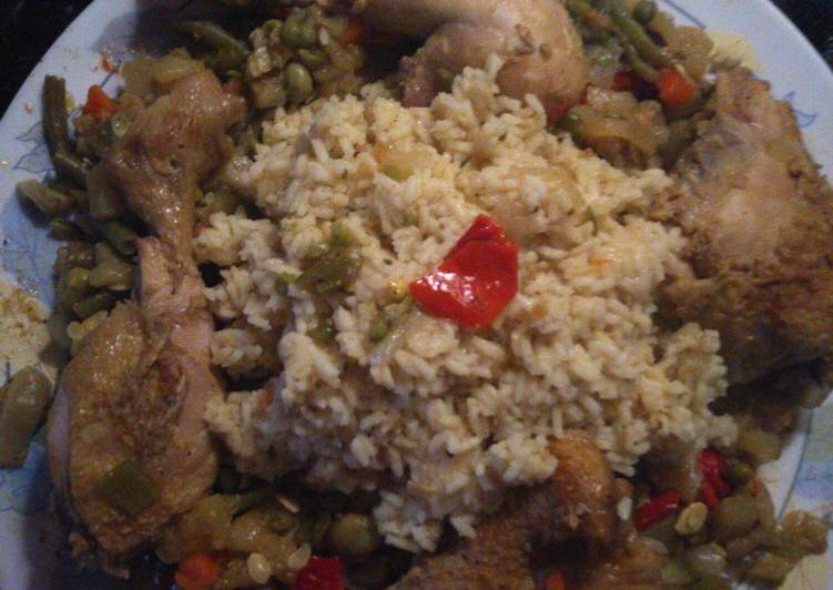 Pollo marroquí con arroz hindú