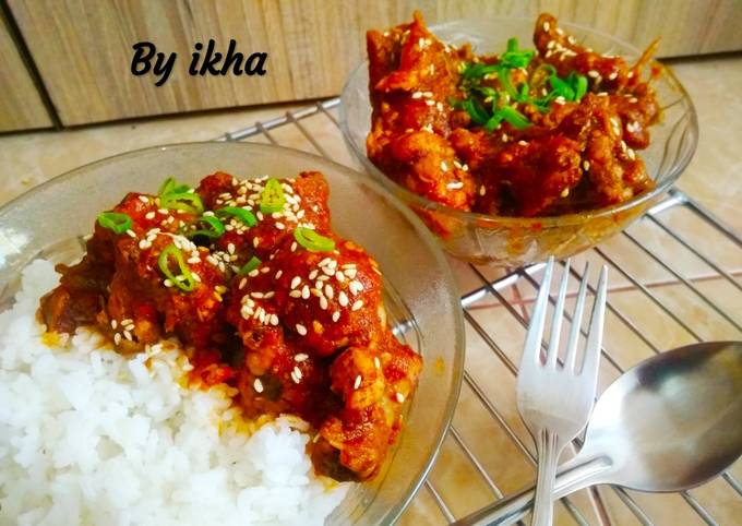 Resep Tulang Ayam pedas Rice bowl yang Sempurna