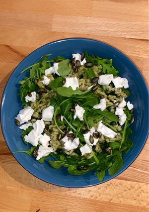 Une photo de Risotto pesto & chèvre frais