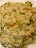 Risotto con fiori di zucca e zucchine