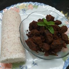 A picture of Puttu with Roast Beef(Erachi Puttu).