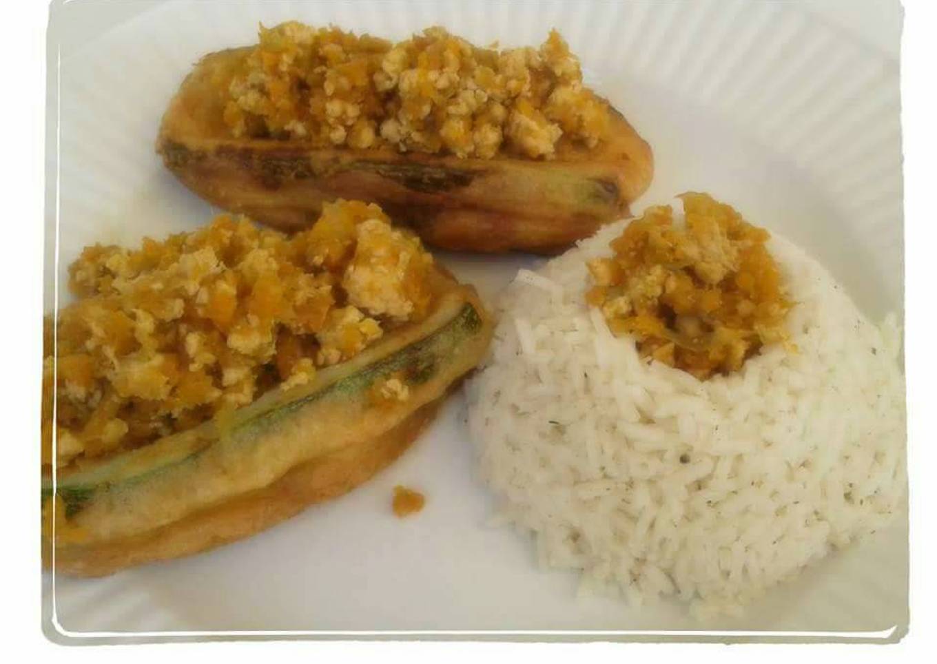 Calabaza rellena de pollo molido